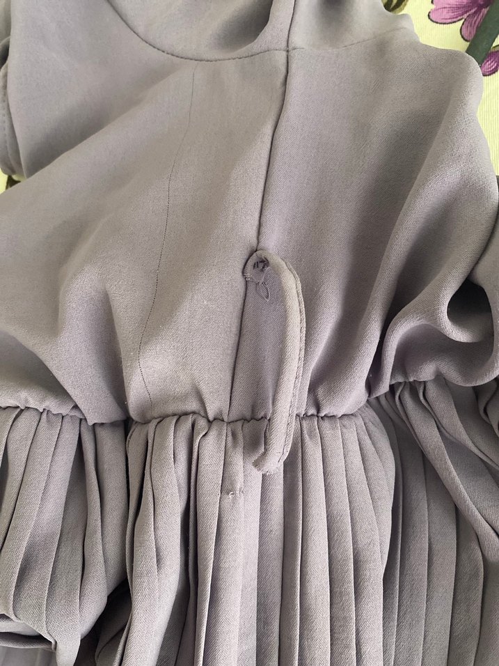 Kadın lila Pileli  Uzun Kollu elbise görünümlü tulum - Görsel 5