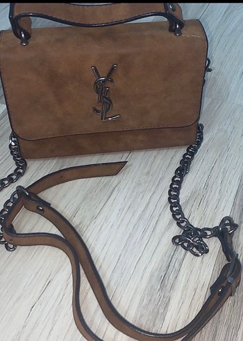 Zincir Detaylı Kahverengi Süet Kadın Çanta - Görsel 3