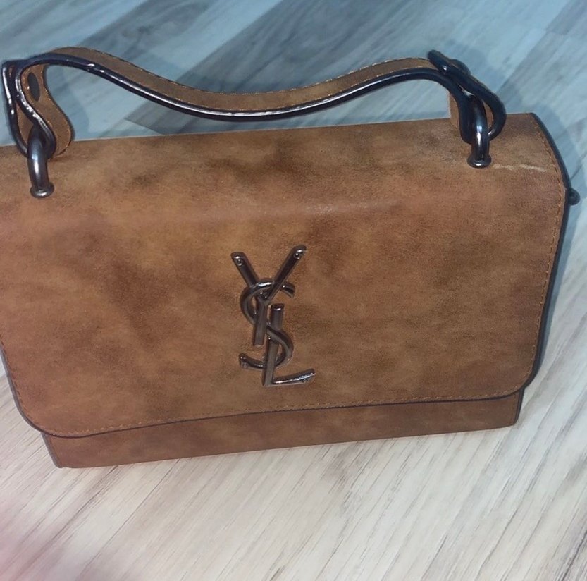 Zincir Detaylı Kahverengi Süet Kadın Çanta - Görsel 2