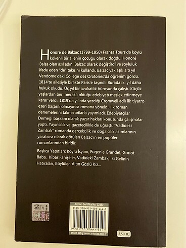 Vadideki Zambak Honorè de Balzac