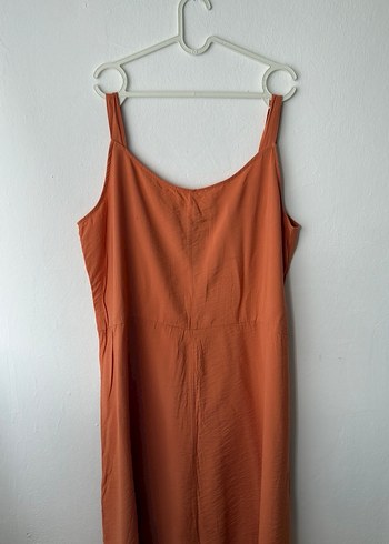 Düğmeli, Askılı Midi Kadın Elbise - Görsel 12