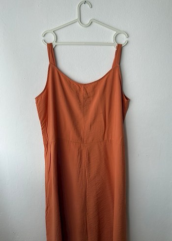 Düğmeli, Askılı Midi Kadın Elbise - Görsel 11