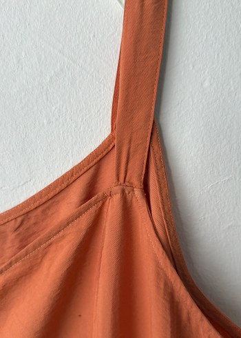 Düğmeli, Askılı Midi Kadın Elbise - Görsel 4