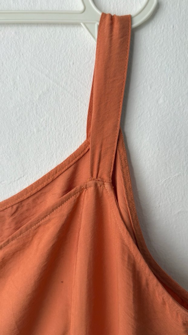 Düğmeli, Askılı Midi Kadın Elbise - Görsel 4