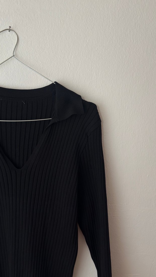 Trendyol Milla Siyah V Yaka Triko Kadın Kazak - Görsel 4