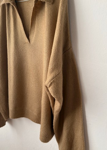 Bej Kadın Uzun Kollu Yün Kazak - Görsel 5