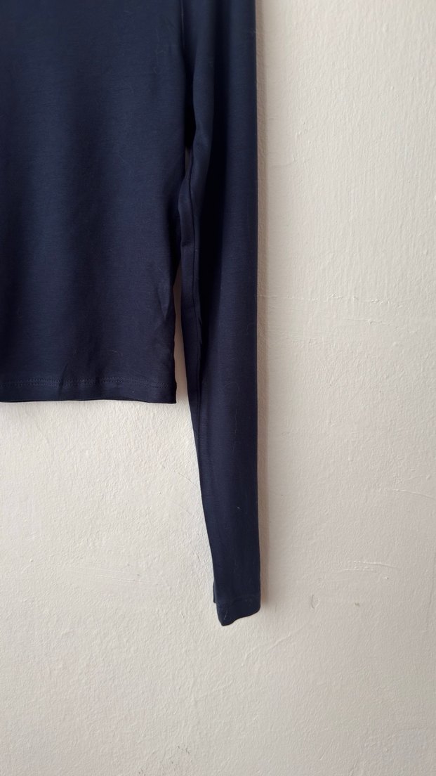 Mavi Uzun Kollu Crop Top - Görsel 5