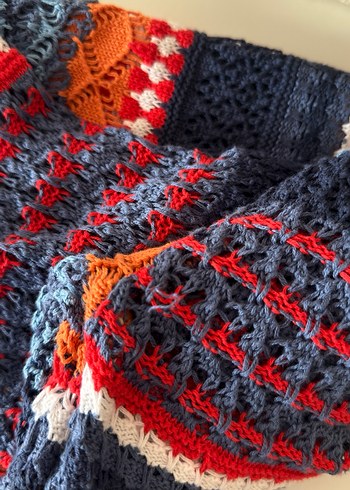 Mavi Çok Renkli Örgü Kadın Kazak - Görsel 9