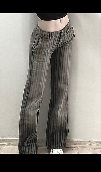 vintage çizgili düşük bel pantolon y2k