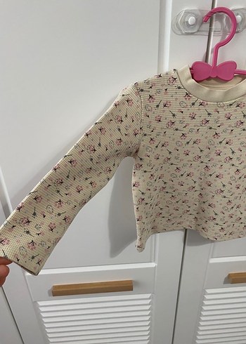 24-36 Ay Beden pembe Renk Kız Çocuk Pembe Baskılı Sweatshirt