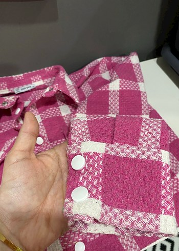 Koton Pembe Kareli gömlek ceket