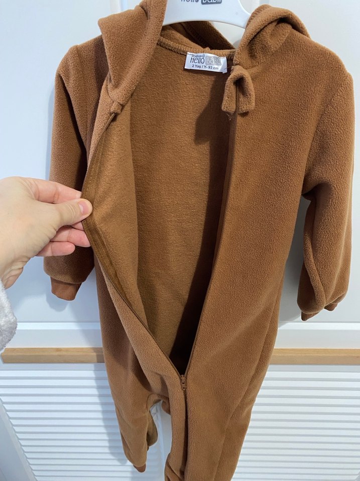 Kahverengi Erkek Bebek Peluş Tulum - Görsel 4