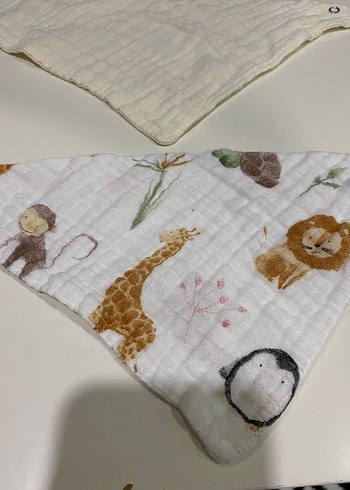 Bebek için desenli kahverengi önlük seti - Görsel 2