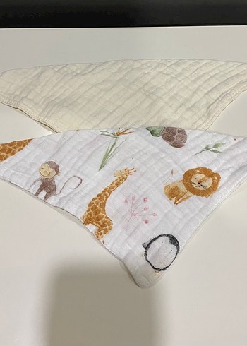 Bebek için desenli kahverengi önlük seti - Görsel 3