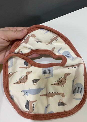 Bebek için desenli kahverengi önlük seti - Görsel 7