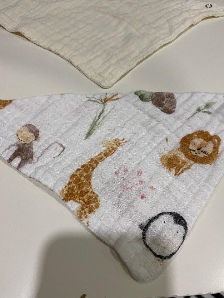 Bebek için desenli kahverengi önlük seti - Görsel 2