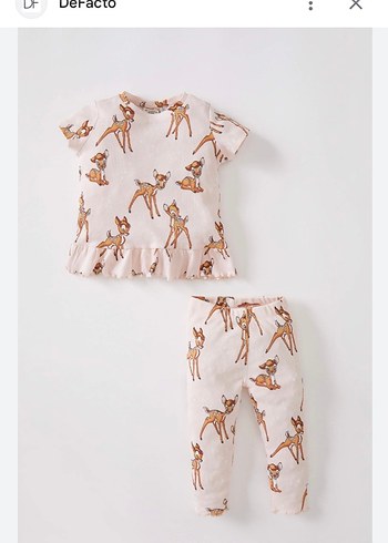 Defacto bambi desenli kısa Kollu Fırfırlı Takım - Görsel 2