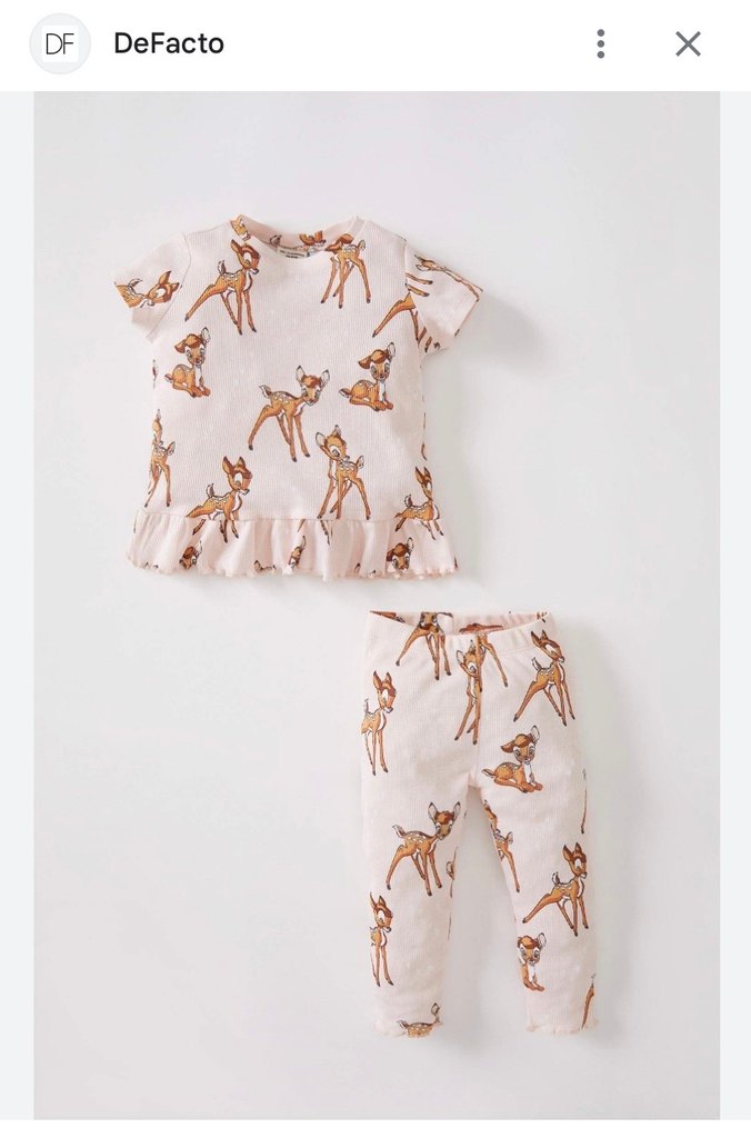 Defacto bambi desenli kısa  Kollu Fırfırlı Takım - Görsel 2