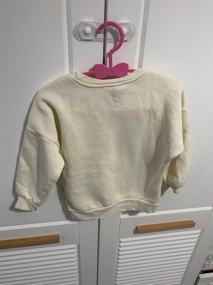 Kız Çocuk Beyaz Baskılı Sweatshirt - Görsel 4