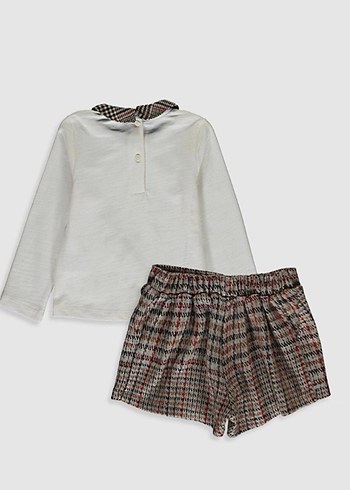 Nakışlı Triko şort Kız Takımı - Görsel 3