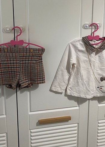 Nakışlı Triko şort Kız Takımı - Görsel 2