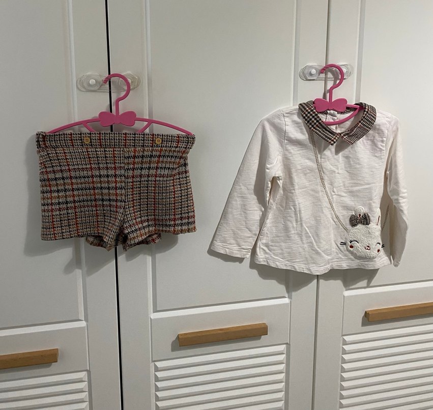 Nakışlı Triko şort Kız Takımı - Görsel 2