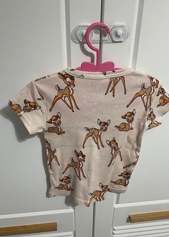 Kız Çocuk bambi desenli Kısa Kollu Tişört - Görsel 3