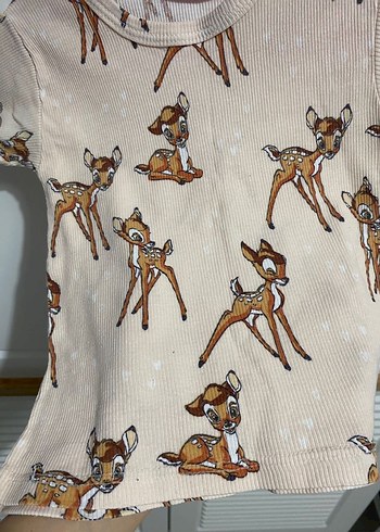 Kız Çocuk bambi desenli Kısa Kollu Tişört - Görsel 2