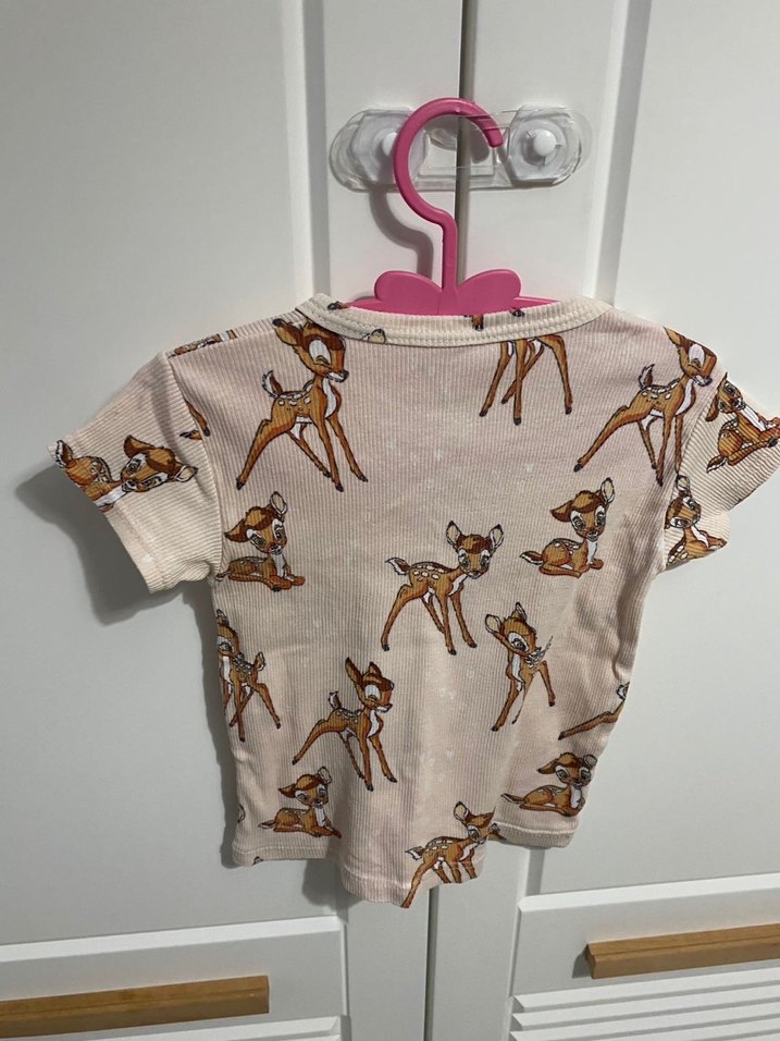 Kız Çocuk bambi desenli Kısa Kollu Tişört - Görsel 3