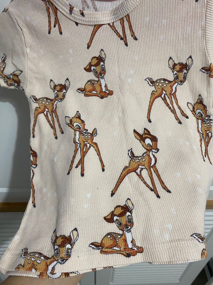 Kız Çocuk bambi desenli Kısa Kollu Tişört - Görsel 2