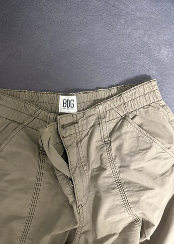 Urban Outfitters Kadın Bej Keten Bol Kesim Kemerli Pantolon