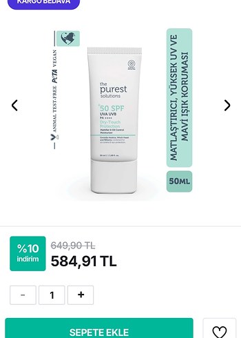 The Purest Solutions 50 SPF Yüz Güneş Kremi - Görsel 2