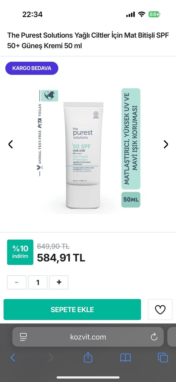 The Purest Solutions 50 SPF Yüz Güneş Kremi - Görsel 2