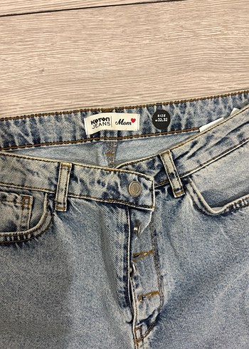 Düğmeli Regular Fit Kadın Mavi Denim Jean - Görsel 2