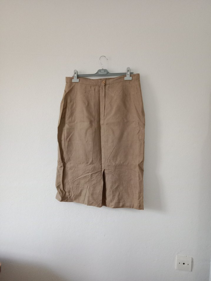 Bej Midi Hamile Keten Etek - Görsel 5