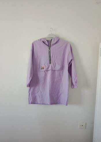 Mor Midi Kadın Yağmurluk Fermuarlı - Görsel 3