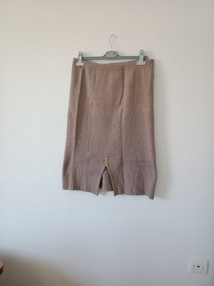 Keten Kumaş Mini Hamile Etek Bej - Görsel 2