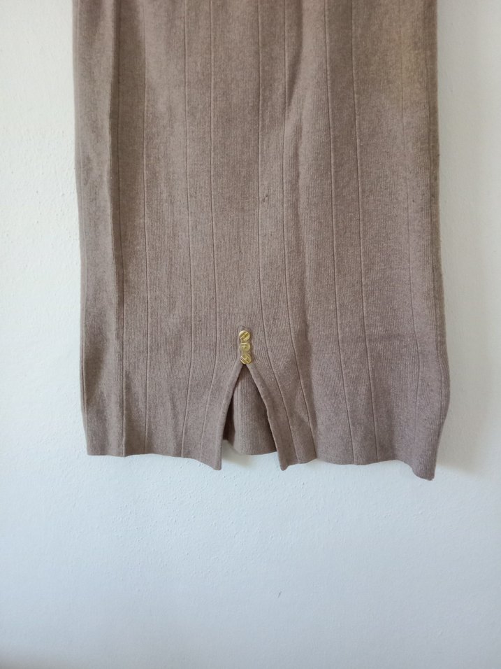 Keten Kumaş Mini Hamile Etek Bej - Görsel 5