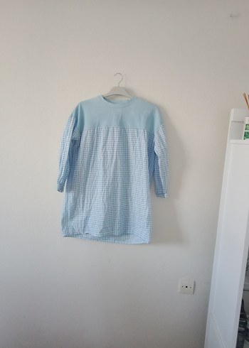 Mavi Uzun Kollu Hamile Elbisesi - Görsel 8