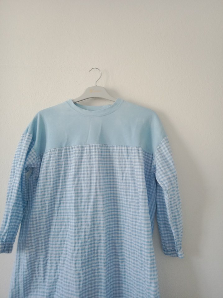 Mavi Uzun Kollu Hamile Elbisesi - Görsel 3