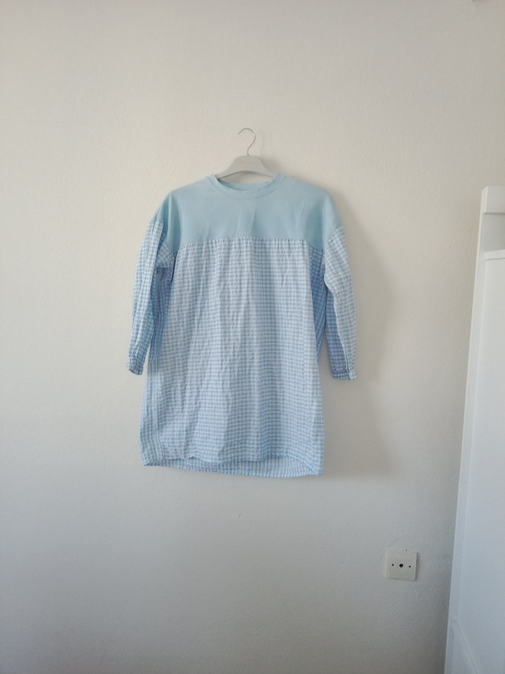 Mavi Uzun Kollu Hamile Elbisesi - Görsel 4