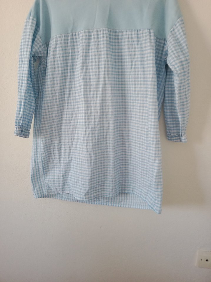 Mavi Uzun Kollu Hamile Elbisesi - Görsel 2