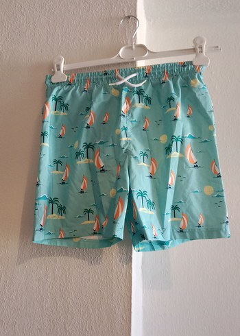Erkek Çocuk Turkuaz Desenli Mayo Şort - Görsel 5
