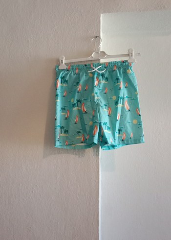 Erkek Çocuk Turkuaz Desenli Mayo Şort - Görsel 2