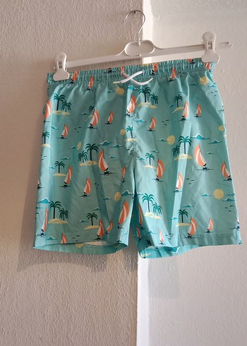 Erkek Çocuk Turkuaz Desenli Mayo Şort - Görsel 6