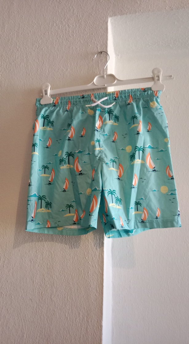 Erkek Çocuk Turkuaz Desenli Mayo Şort - Görsel 5