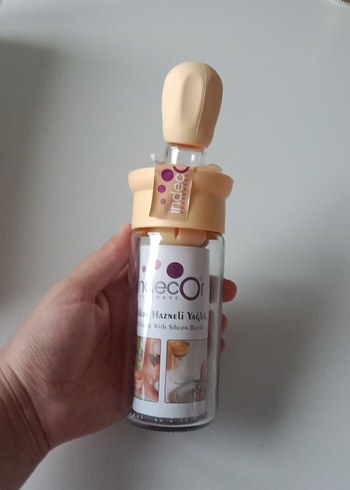 Bej Bebek Biberonu Silikon Uçlu - Görsel 2