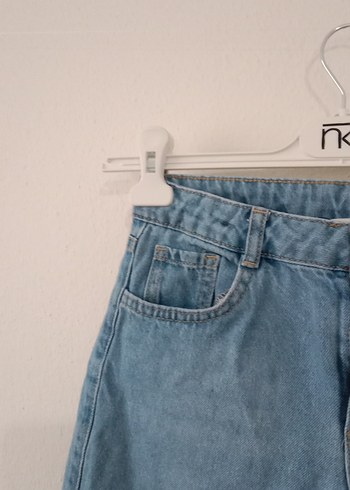 Kadın Mavi Mini Denim Şort - Görsel 10