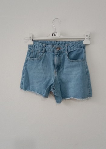 Kadın Mavi Mini Denim Şort - Görsel 13