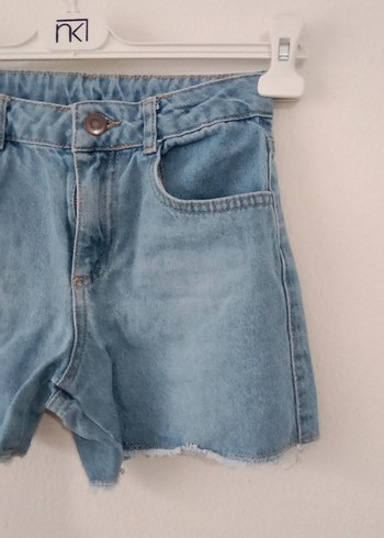 Kadın Mavi Mini Denim Şort - Görsel 7
